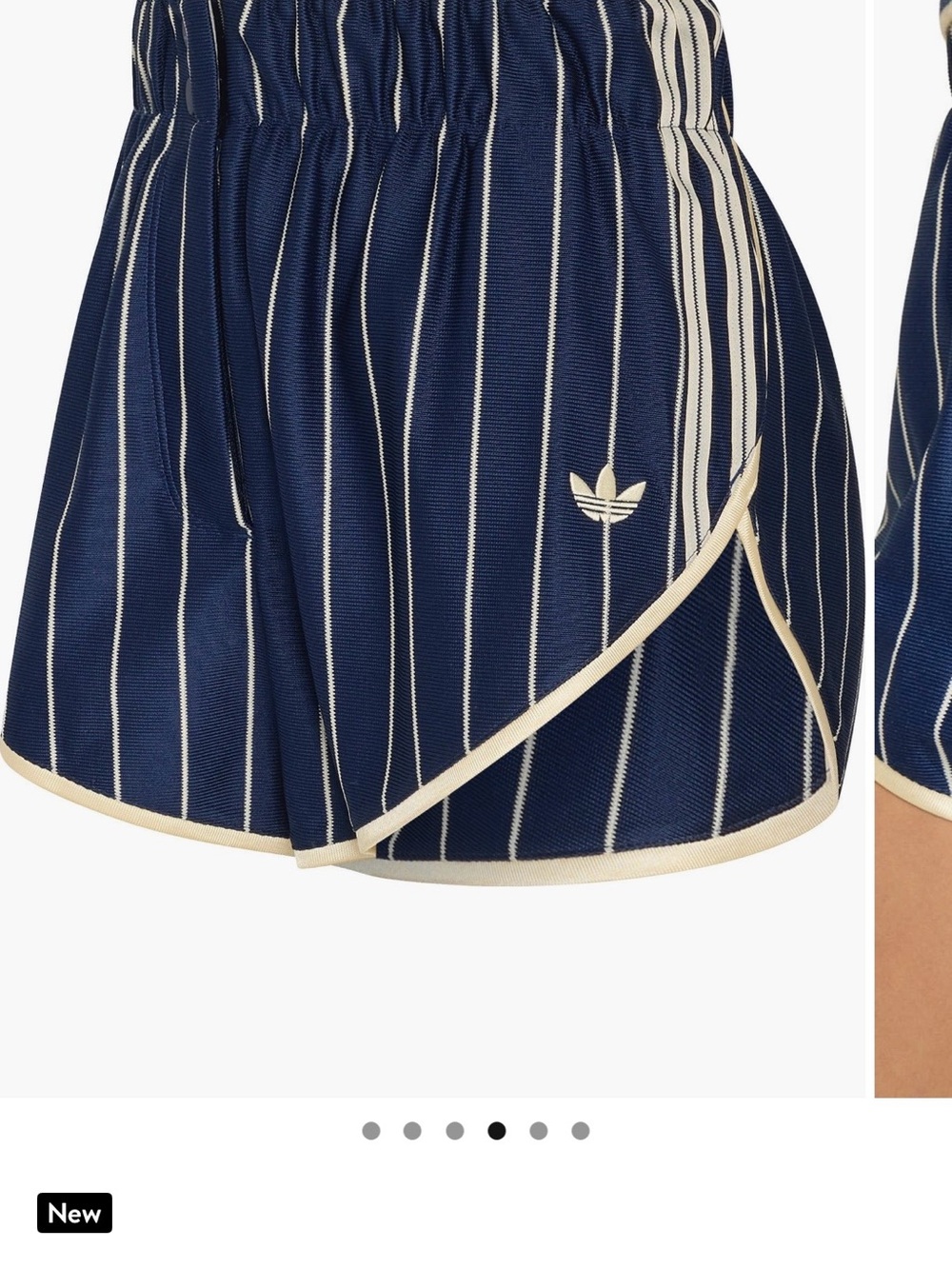adidas Navy Pinstripe Athletic Shorts with Cream Trim